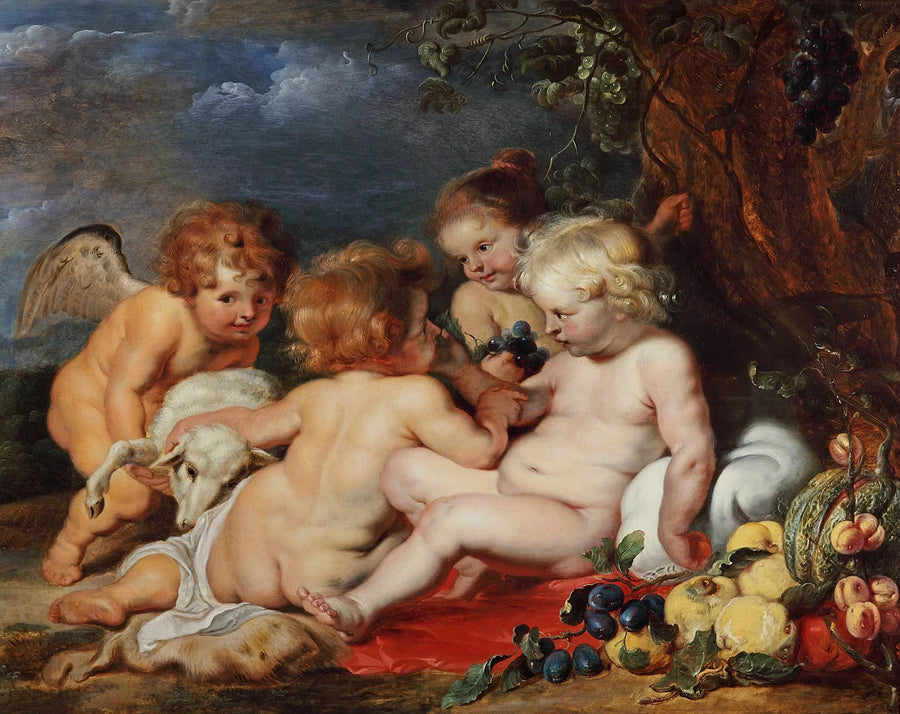 Le Christ avec le jeune saint Jean et les anges - Frans Snyders image 1 copie peinte à la main à l’huile