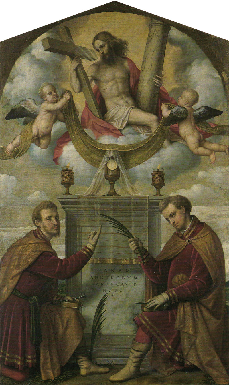 Le Christ avec l'Eucharistie et les saints Côme et Damien - Alessandro Bonvicino