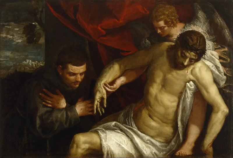 Le Christ mort soutenu par un ange et adoré par un franciscain - Paul Véronèse