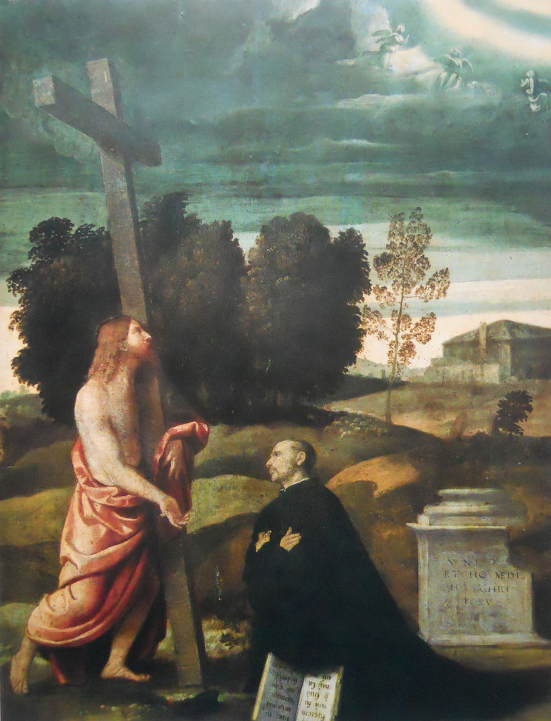 Le Christ portant la croix devant une figure agenouillée - Alessandro Bonvicino