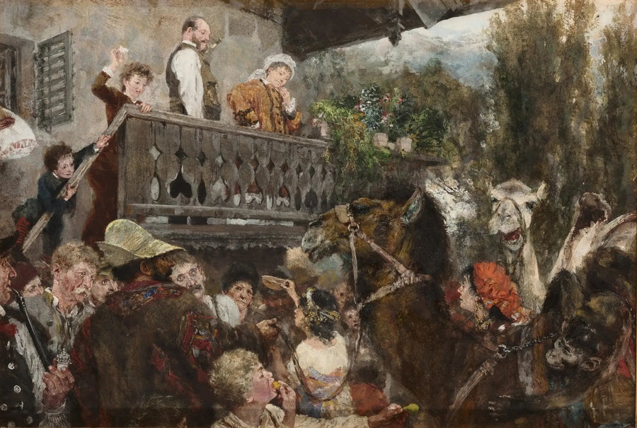 Le cirque errant (Les chameliers à Partenkirchen) - Adolph von Menzel