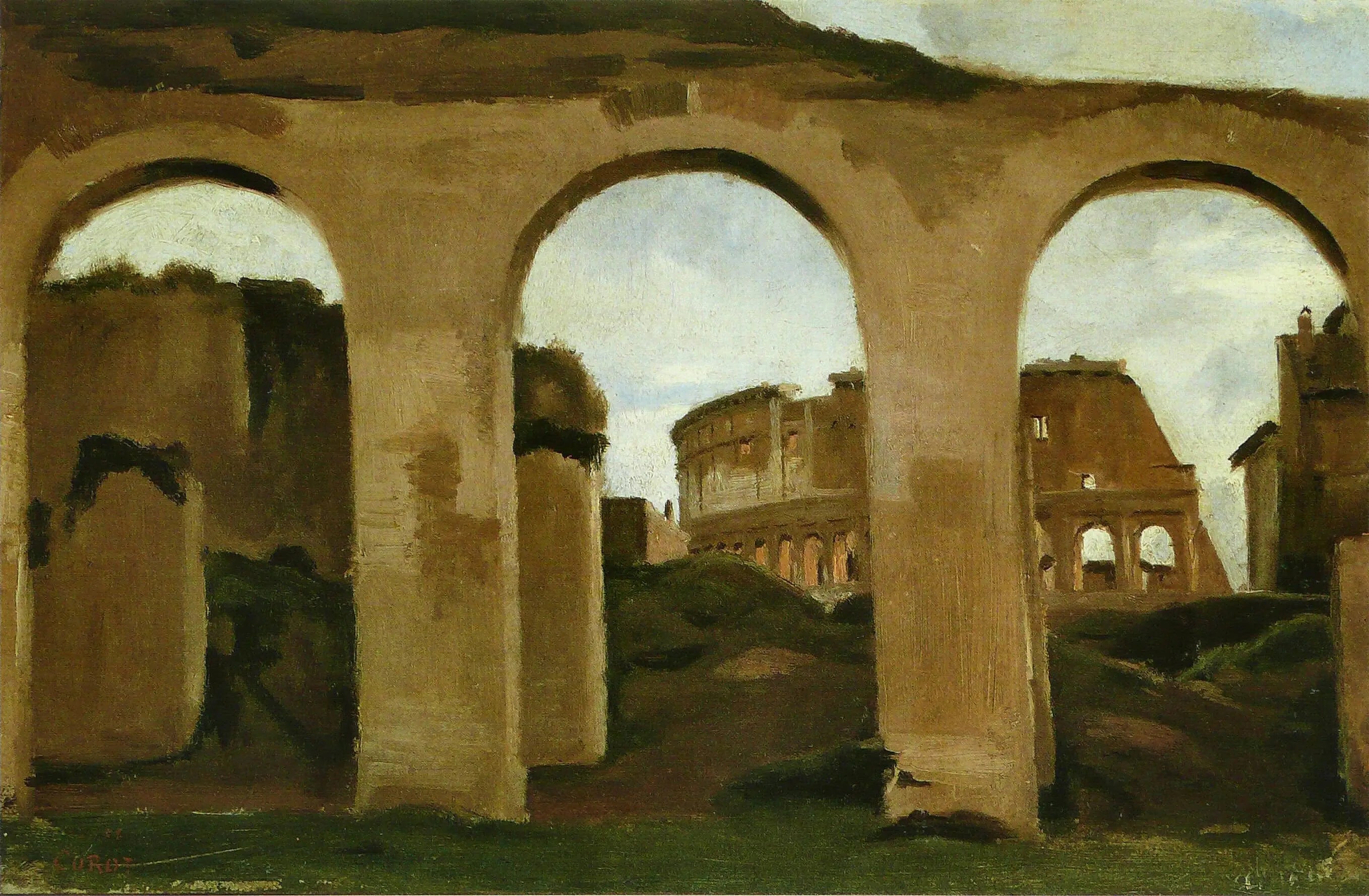 Le Colisée vu à travers les arcades de la Basilique de Constantin - Jean-Baptiste Camille Corot - Alpha Reproduction