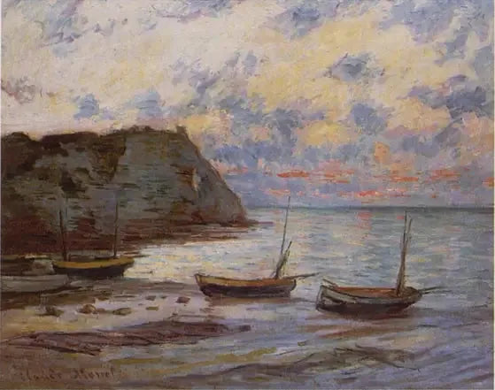 Le coucher du soleil à Etretat - Claude Monet