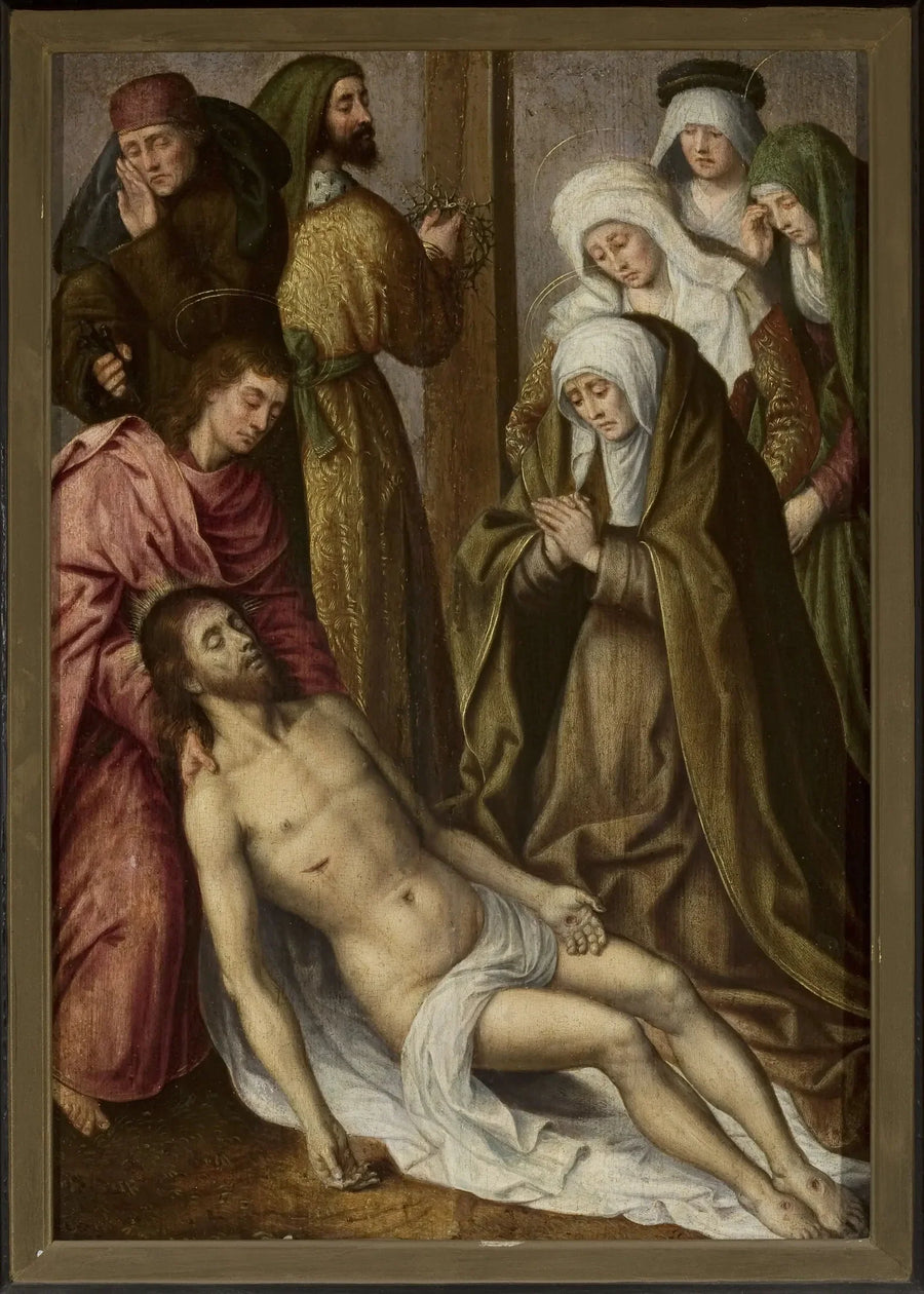 Le deuil du Christ (Matthieu 27:59–61 ; Marc 15:46–47 ; Luc 23:53–56 ; Jean 19:38–42) - Hugo van der Goes
