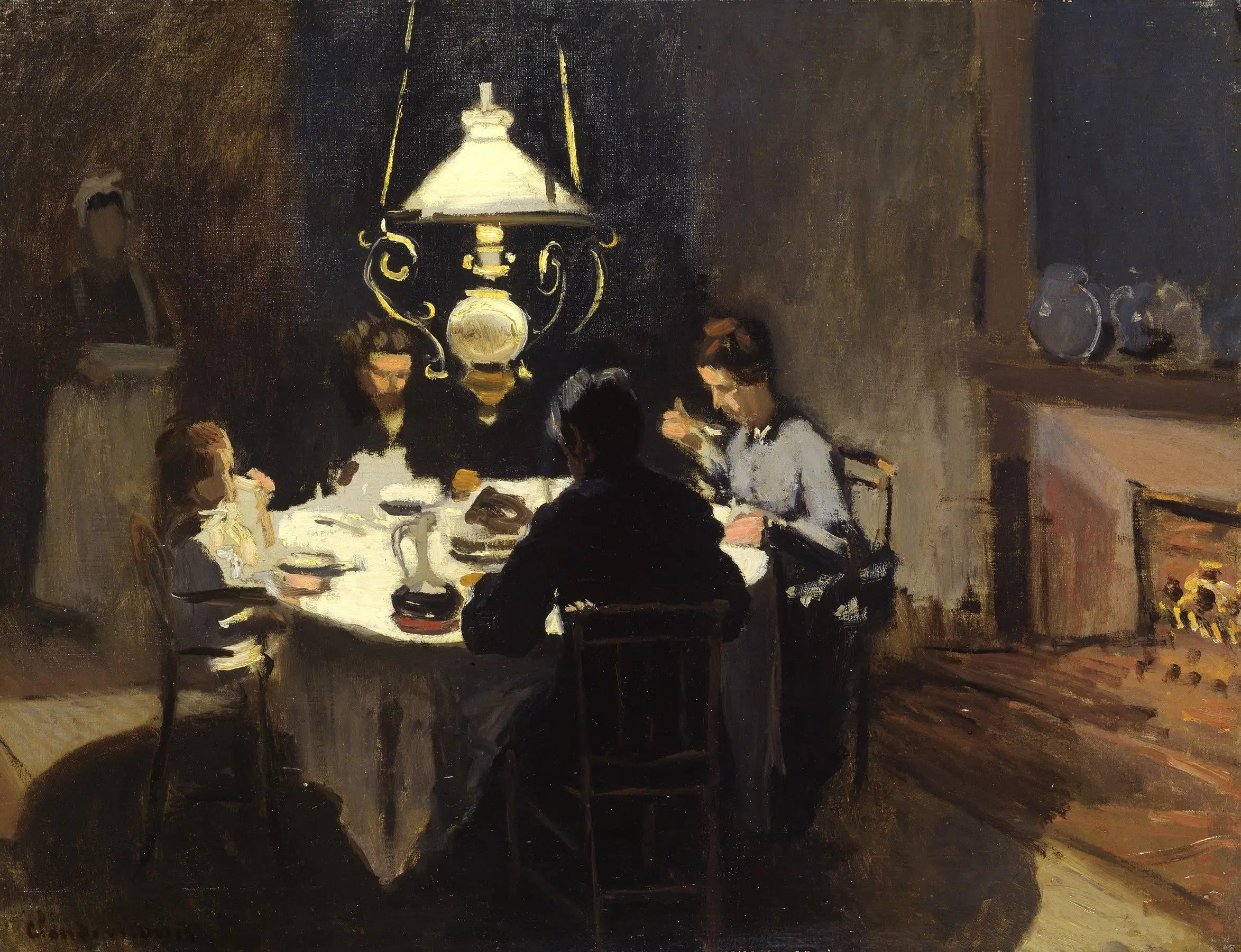 Reproduction du tableau « Le Dîner - Claude Monet » par Alpha Reproduction en peinture à l’huile