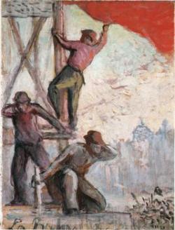 Le drapeau rouge ou la bataille syndicale - Maximilien Luce