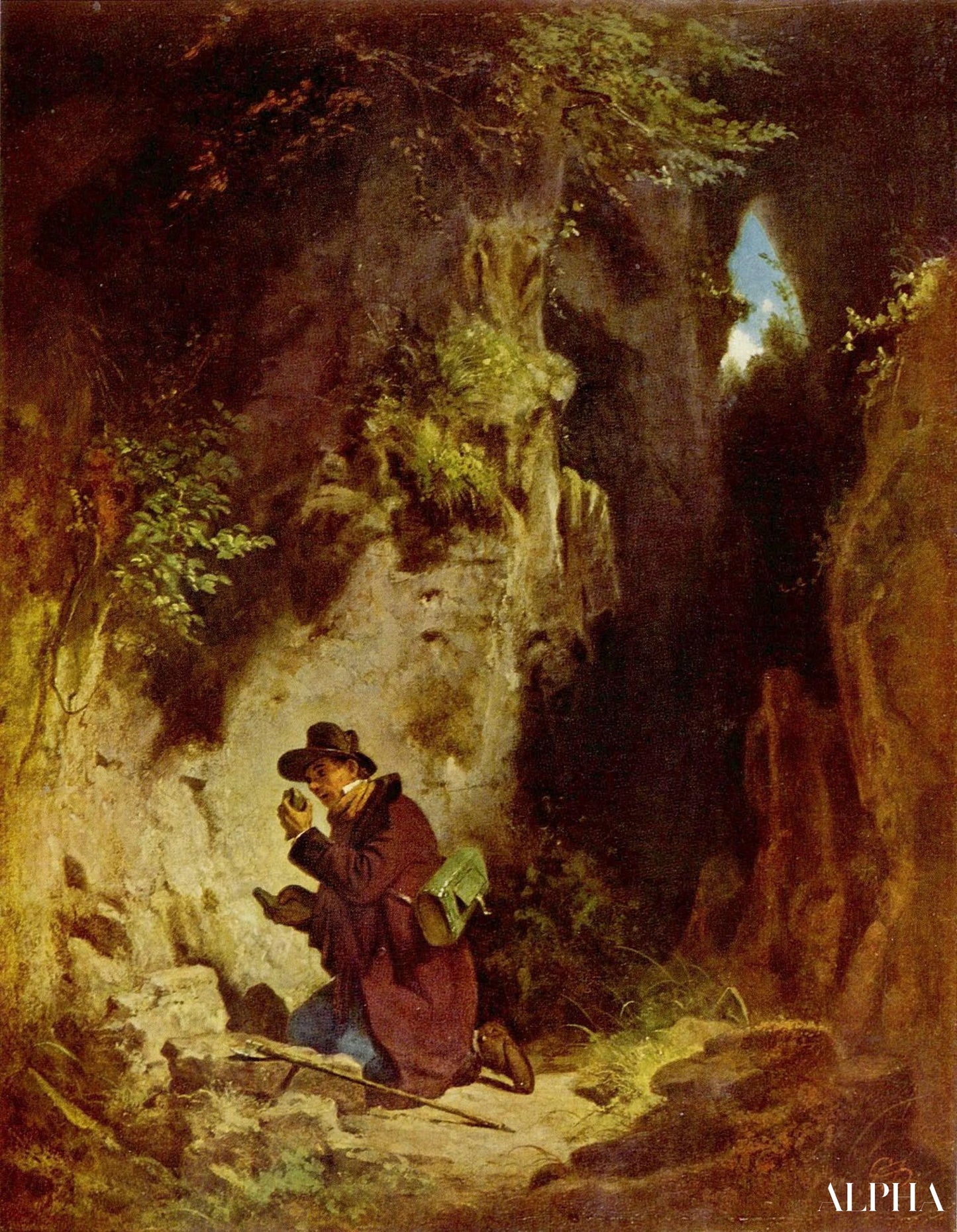 Reproduction du tableau « Le géologue, 1860 - Carl Spitzweg » par Alpha Reproduction en peinture à l’huile