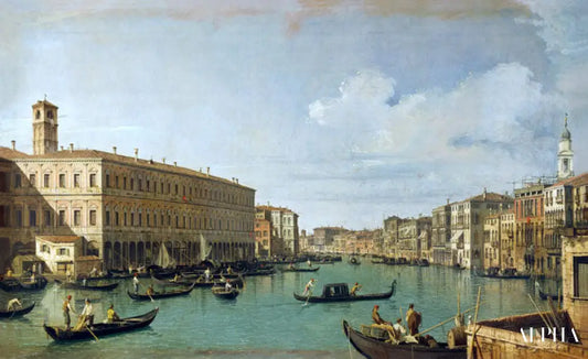 Le Grand Canal depuis le pont du Rialto - Giovanni Antonio Canal - Reproductions de tableaux et peintures haut de gamme