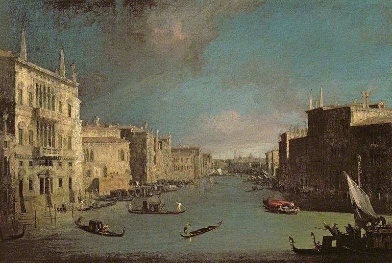 Le Grand Canal, Venise, vue vers le nord-est depuis le Palazzo Balbi jusqu'au pont du Rialto - Canaletto