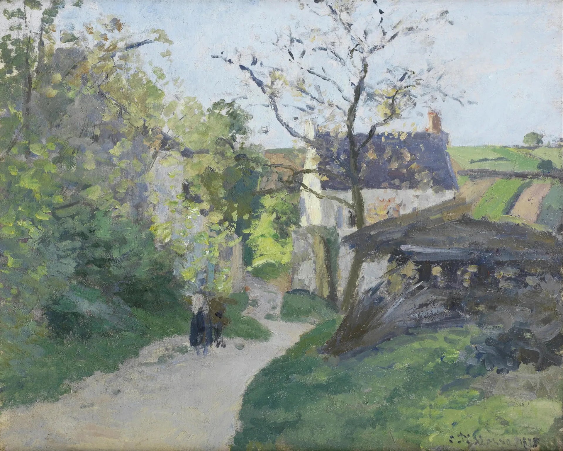 Le Grand Noyer, la maison Rondest, Pontoise - Camille Pissarro image 1 reproduction de peinture à l’huile