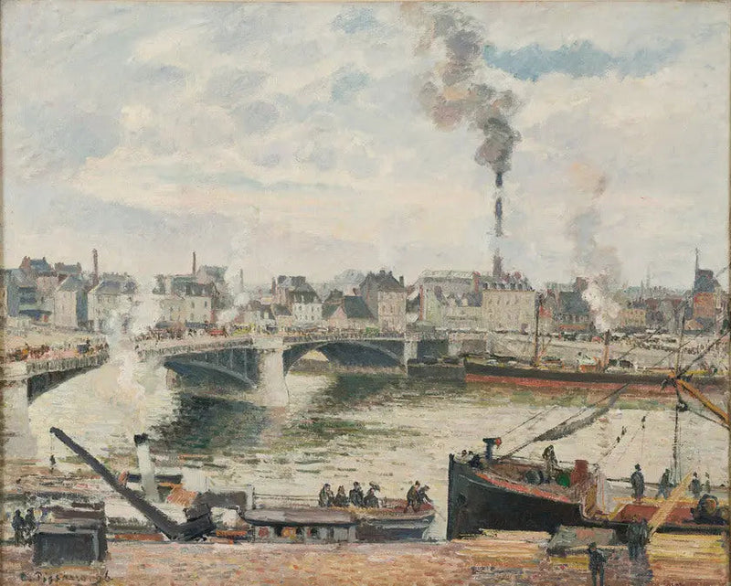 Le Grand Pont, Rouen (Le Grand Pont, Rouen) - Camille Pissarro
