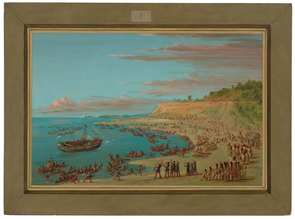 Le Griffon entrant dans le port de Mackinaw. 27 août 1679 - George Catlin image 1 copie de tableau peinte à la main