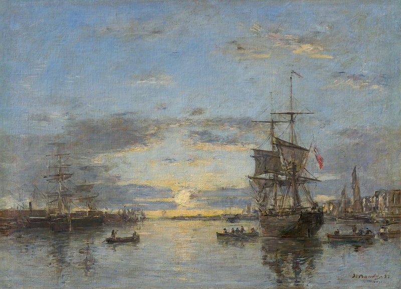 Le Havre : l'avant-port au coucher du soleil - Eugène Boudin