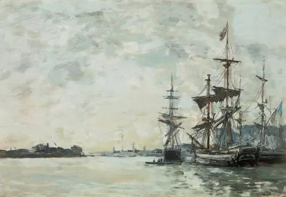 Le Havre, vaisseaux à l'ancre dans le port - Eugène Boudin