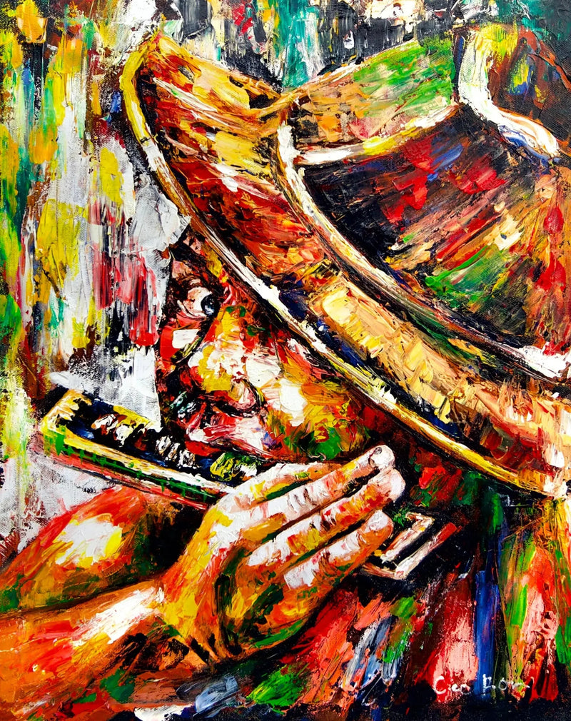 Le joueur d'harmonica | 40 x 50 cm