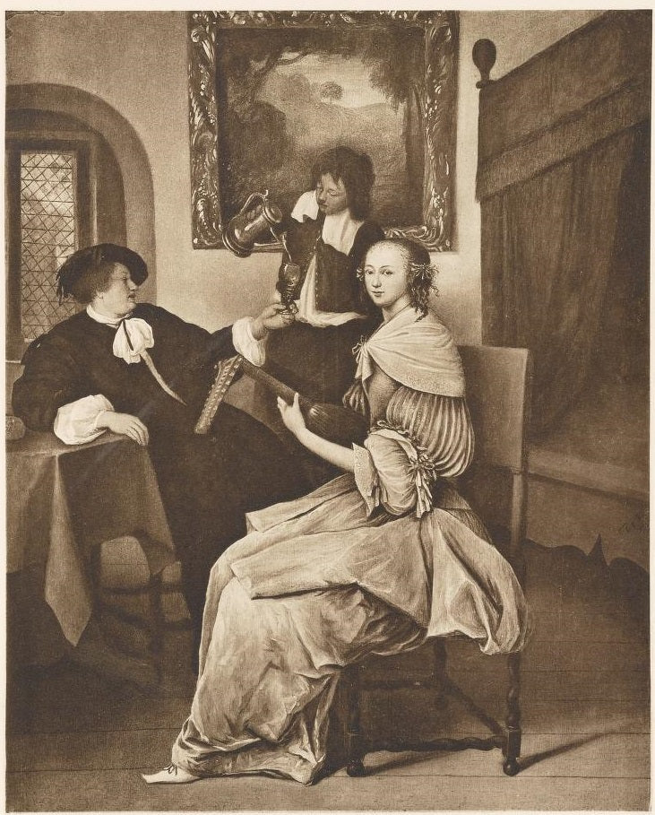 Le joueur de luth, ou scène familiale - Jan Steen image 1 copie de tableau peinte à la main