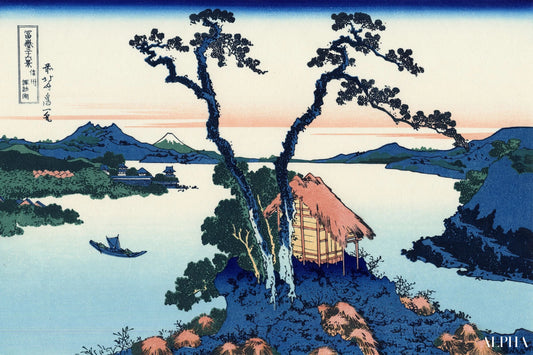 Le lac Suwa dans la province de Shinano - Katsushika Hokusai - Reproductions de tableaux et peintures haut de gamme