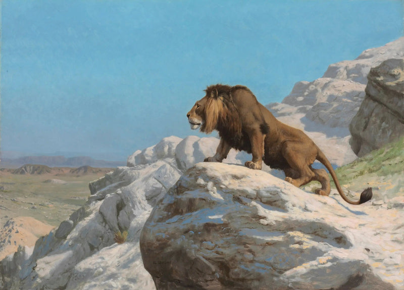 Le Lion aux aguets - Jean-Léon Gérôme