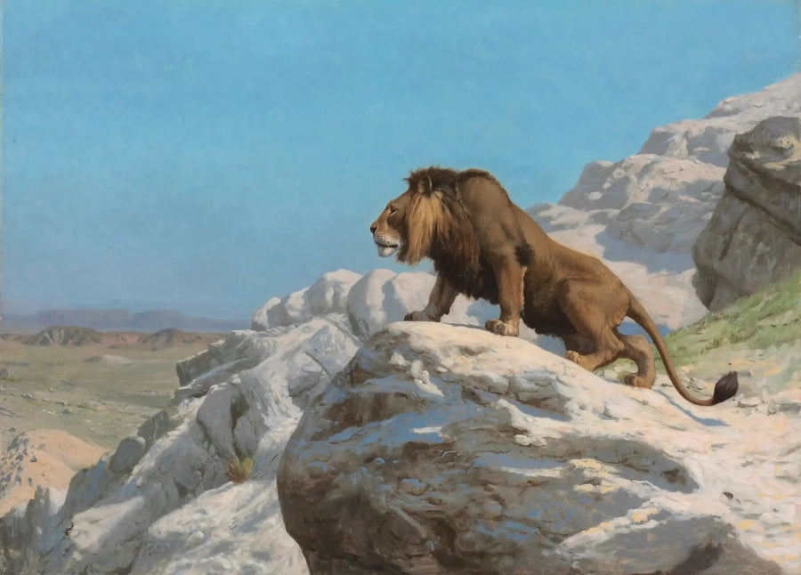 Le Lion aux aguets - Jean-Léon Gérôme
