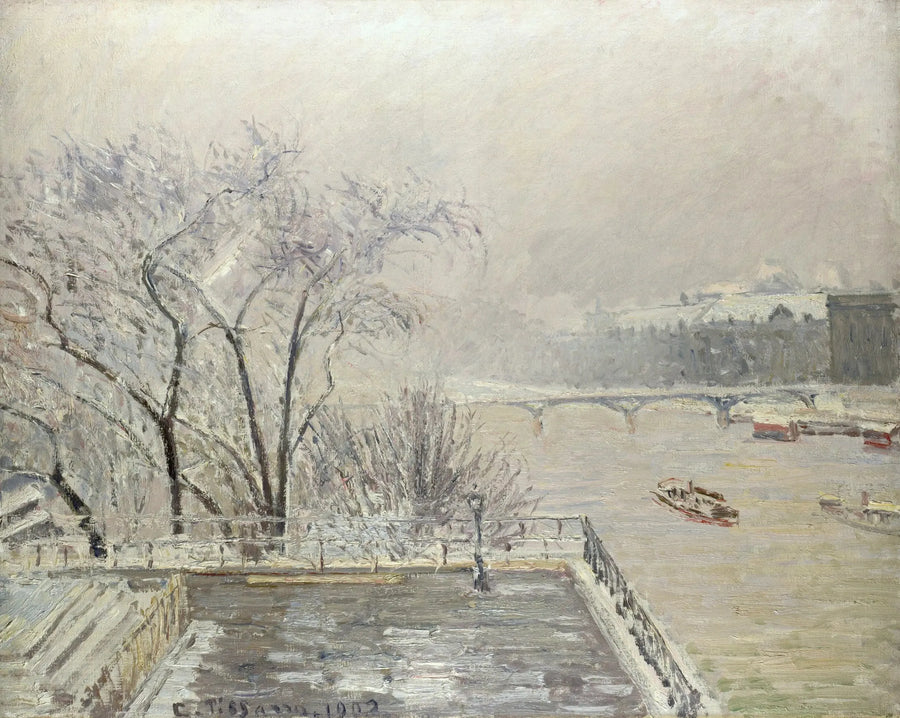 Le Louvre, Matin, Effet de neige (Deuxième série) - Camille Pissarro