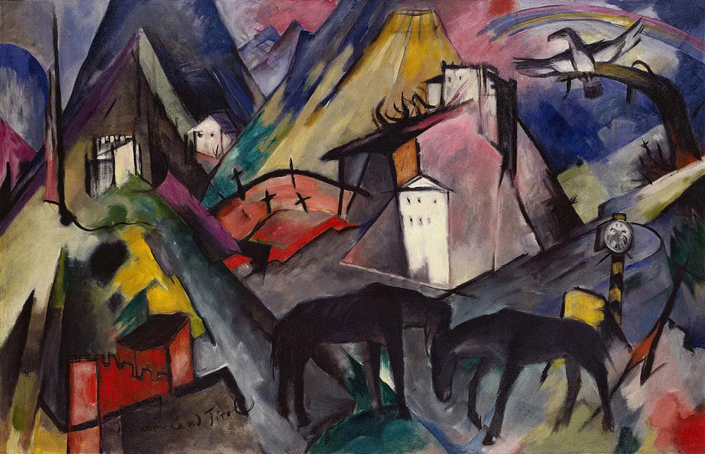 Reproduction du tableau « Le malheureux pays du Tyrol - Franz Marc » par Alpha Reproduction en peinture à l’huile