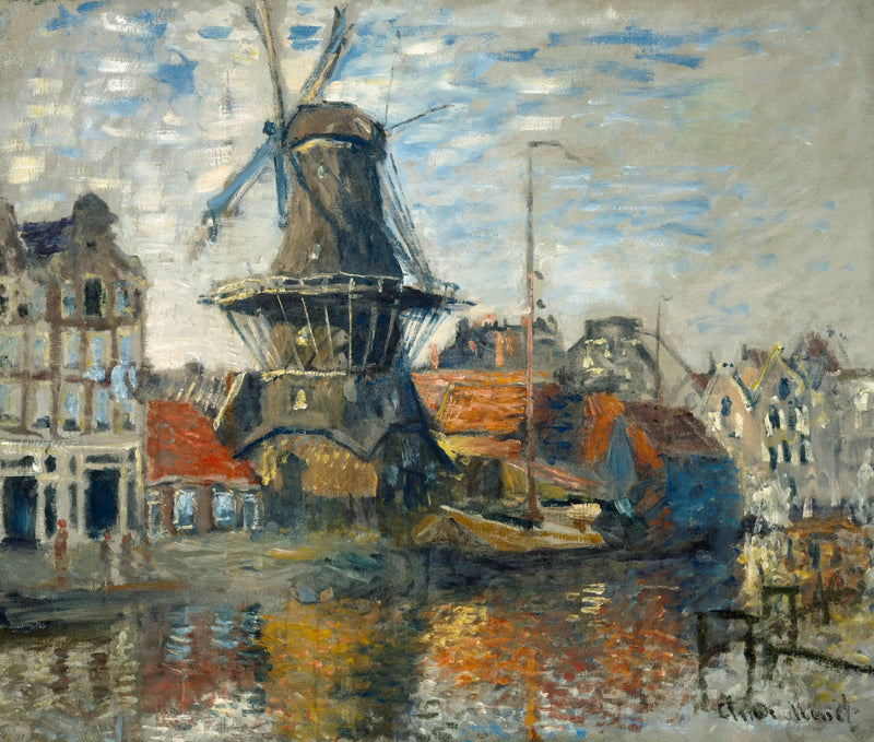 Le moulin à vent sur le gracht Onbekende, Amsterdam - Claude Monet