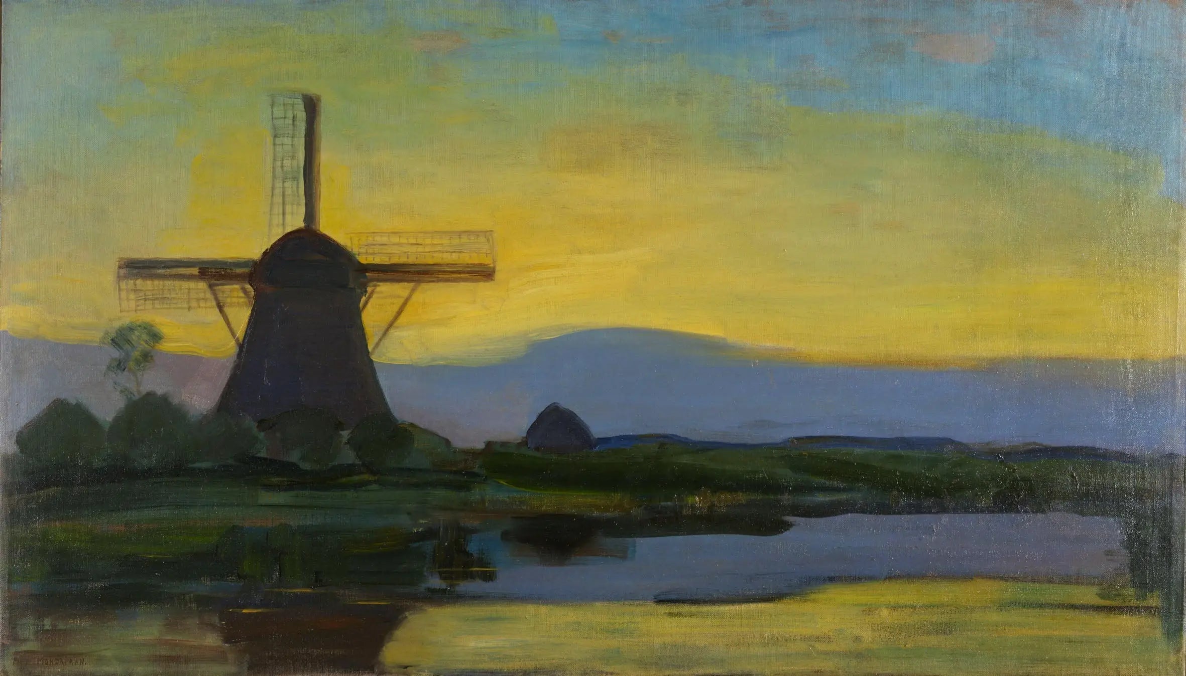 Le moulin d'Oostzijdse de nuit - Piet Mondrian image 1 reproduction réalisée par Alpha Reproduction