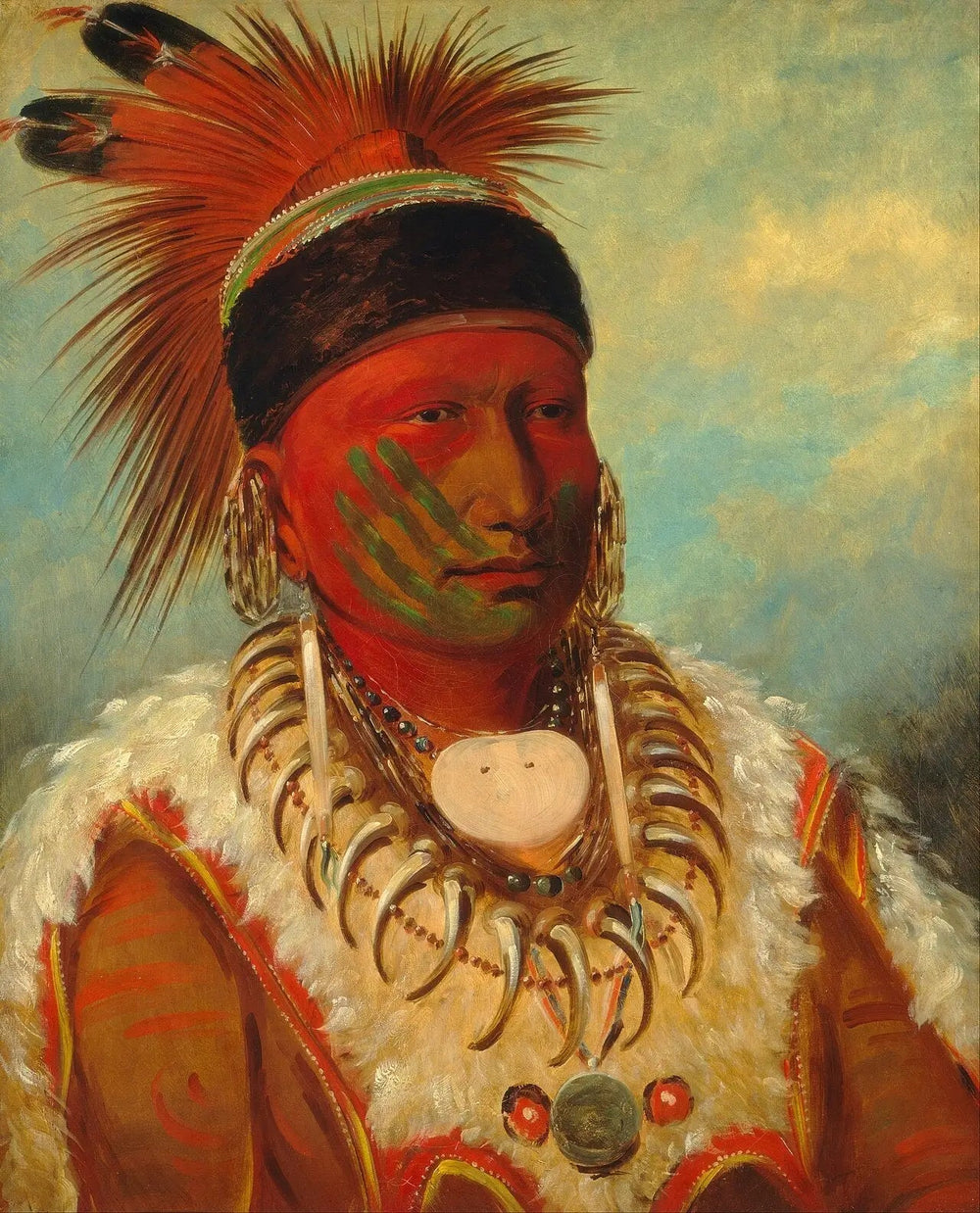 Le Nuage Blanc, chef des Iowas - George Catlin image 1 reproduction de peinture à l’huile