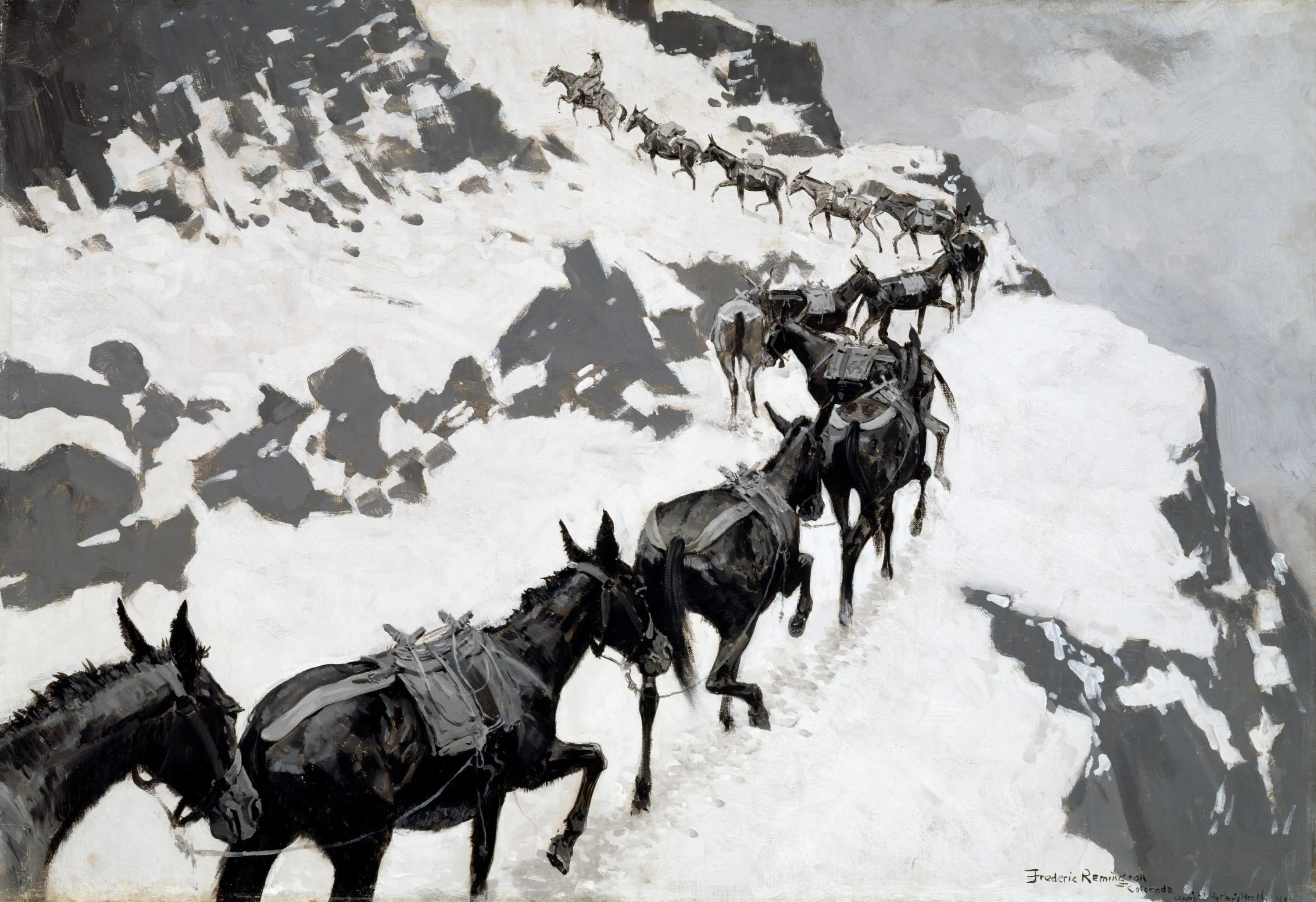 Le pack Mule - Frederic Remington image 1 reproduction de peinture à l’huile
