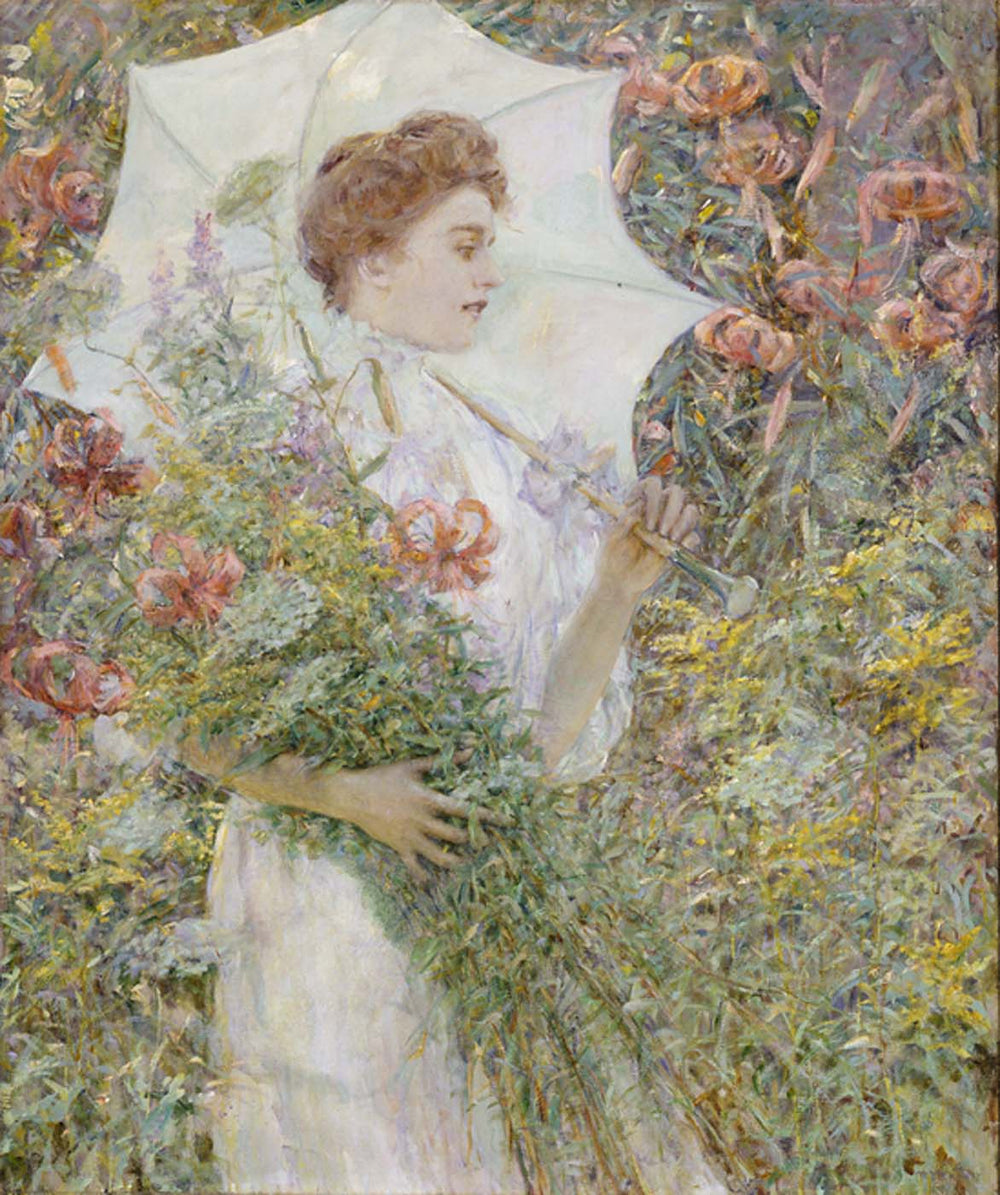 Le parasol blanc - Robert Lewis Reid image 1 reproduction de peinture à l’huile