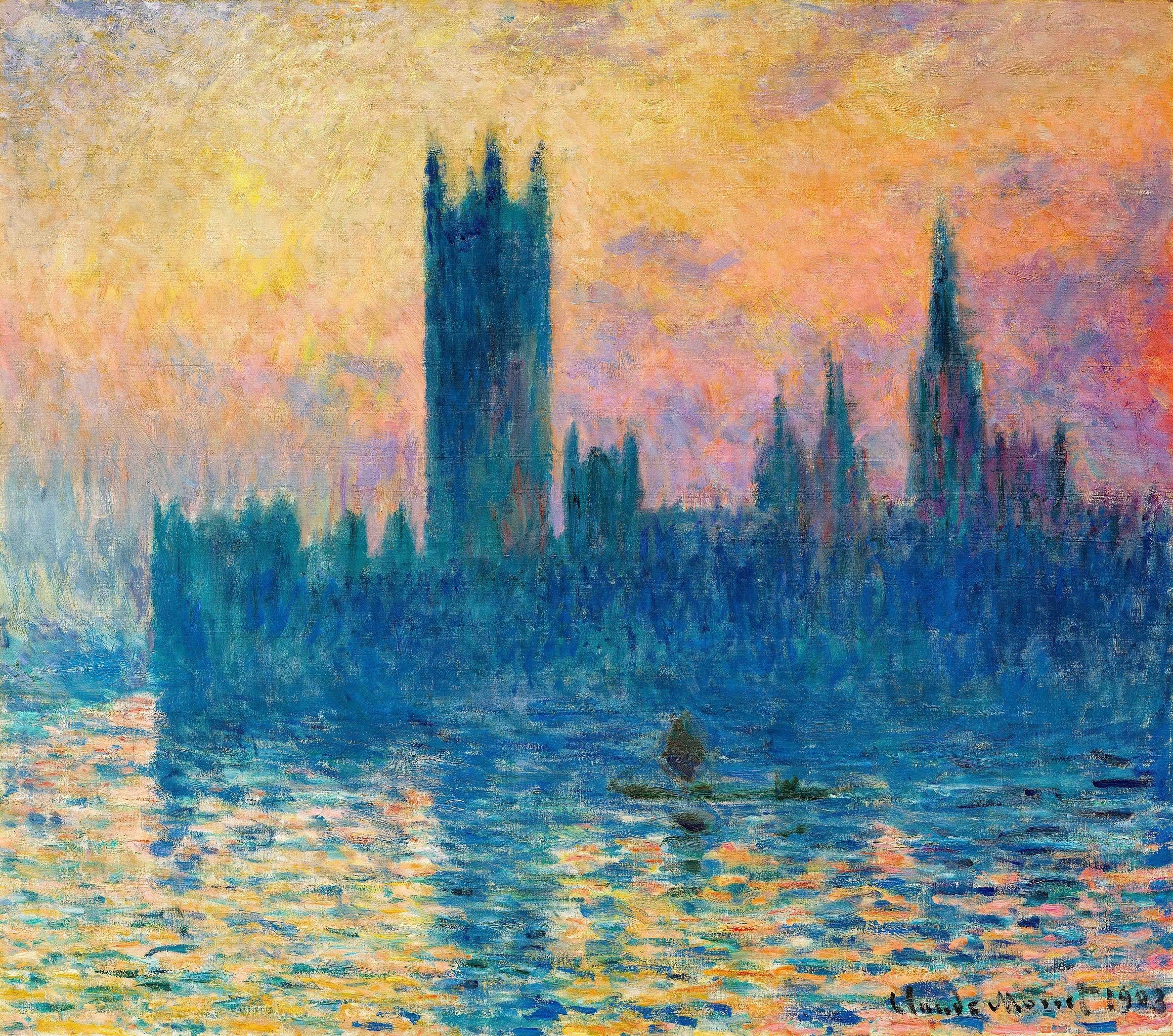 Le Parlement de Londres, soleil couchant - Claude Monet