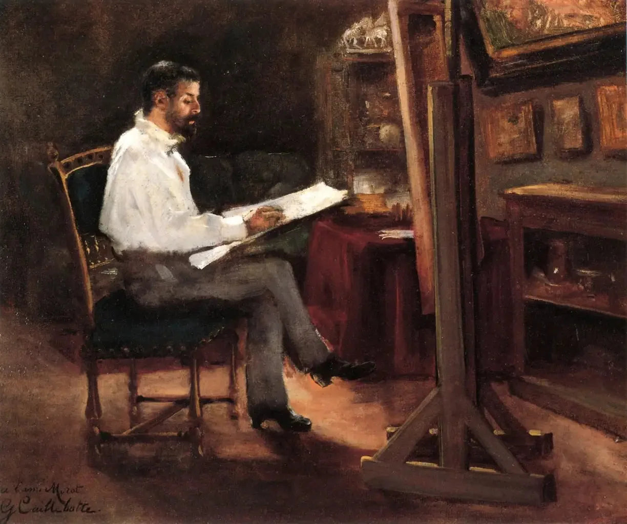 Le peintre Morot dans son atelier - Gustave Caillebotte image 1 reproduction artisanale de tableau