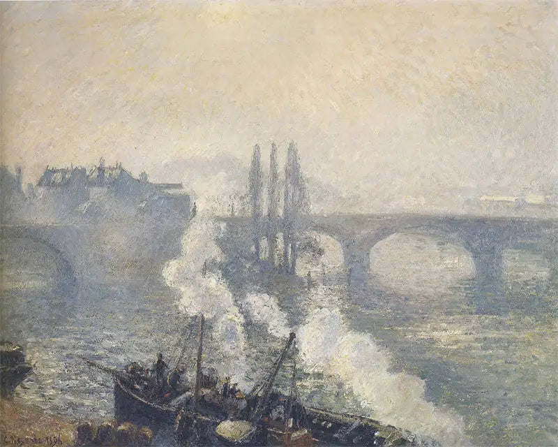 Le Pont Corneille à Rouen, brume du matin - Camille Pissarro