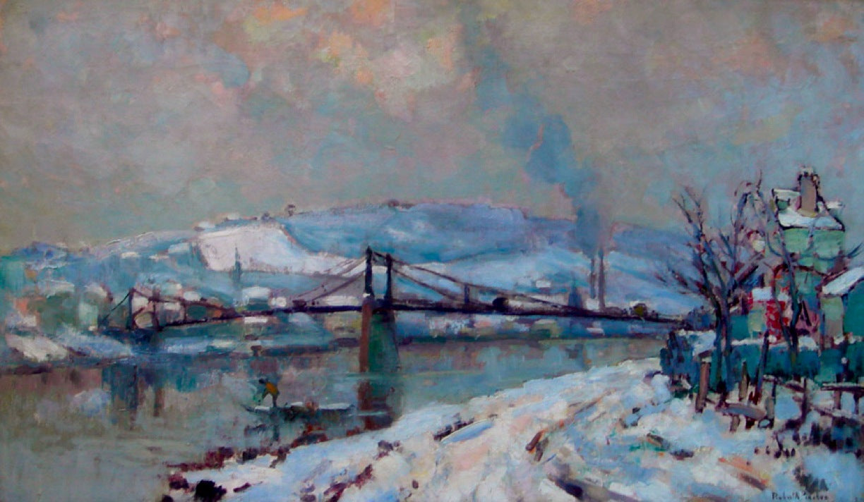 Le pont d'Elbeuf sous la neige - Robert Antoine Pinchon