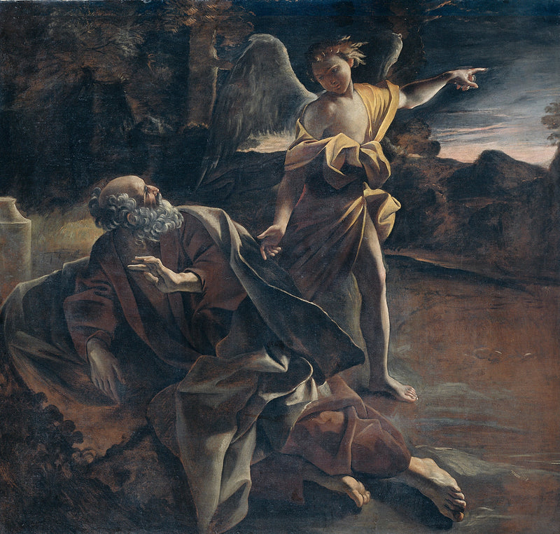 Le prophète Élie dans le désert réveillé par un ange - Giovanni Lanfranco