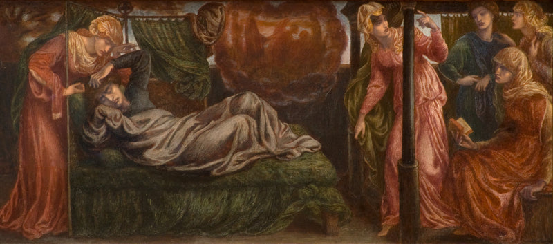 Le Rêve de Dante le jour de la mort de Béatrice (prédelle, panneau de gauche) - Dante Gabriel Rossetti