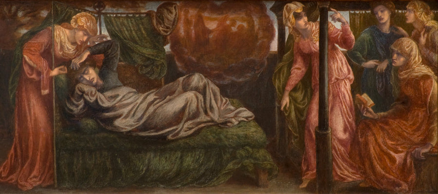 Le Rêve de Dante le jour de la mort de Béatrice (prédelle, panneau de gauche) - Dante Gabriel Rossetti