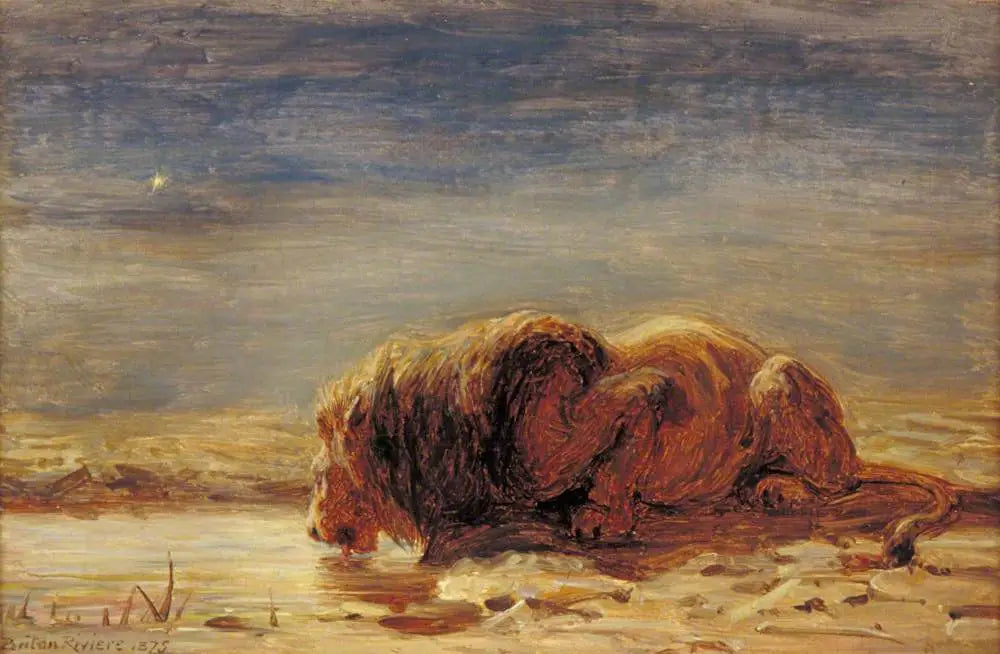 Le roi boit - Briton Rivière image 1 copie peinte à la main à l’huile