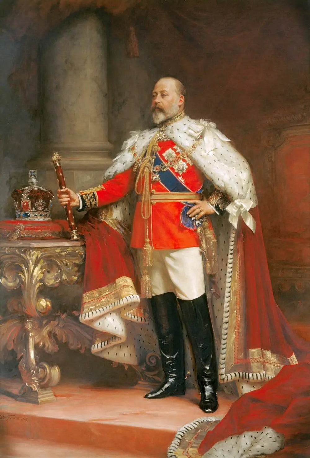 Le roi Édouard VII (1841-1910) - Luke Fildes image 1 copie peinte à la main à l’huile