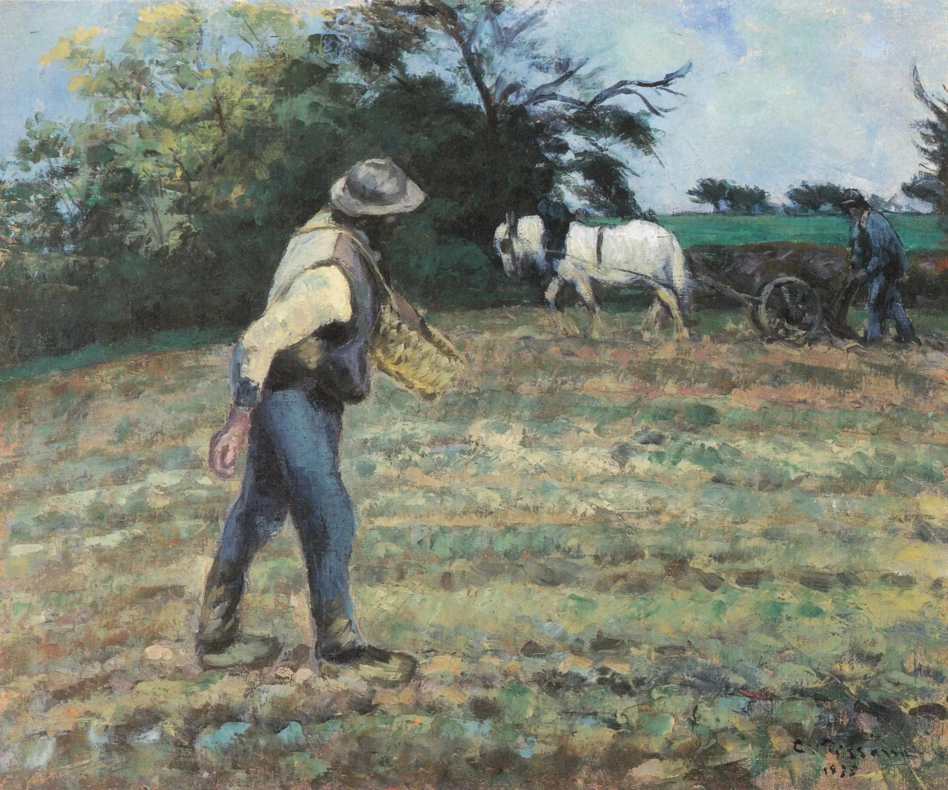 Le Semeur et le Laboureur, Montfoucault - Camille Pissarro image 1 reproduction artisanale de tableau