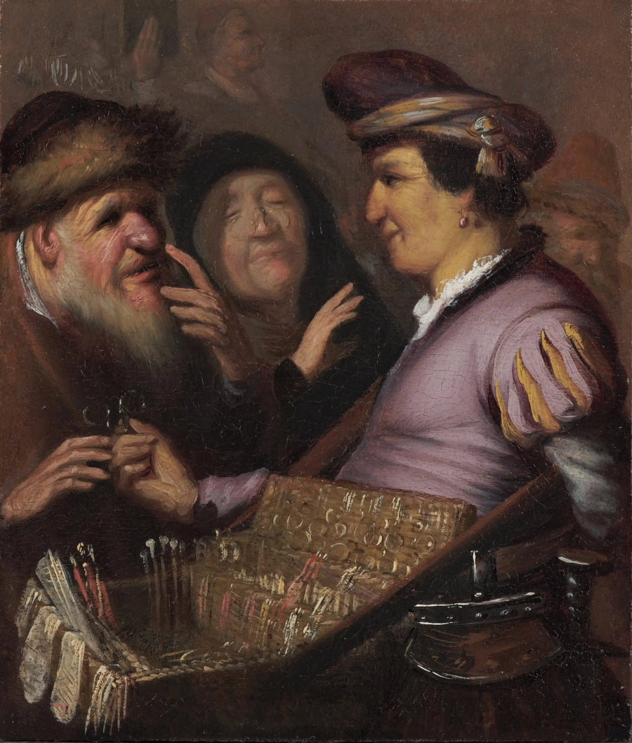 Le vendeur de lunettes (Un colporteur vendant des lunettes, Vue) - Rembrandt