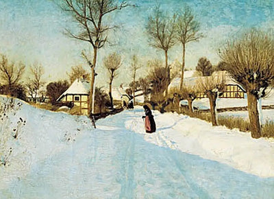 Le village en hiver. - H. A. Brendekilde - Alpha Reproduction