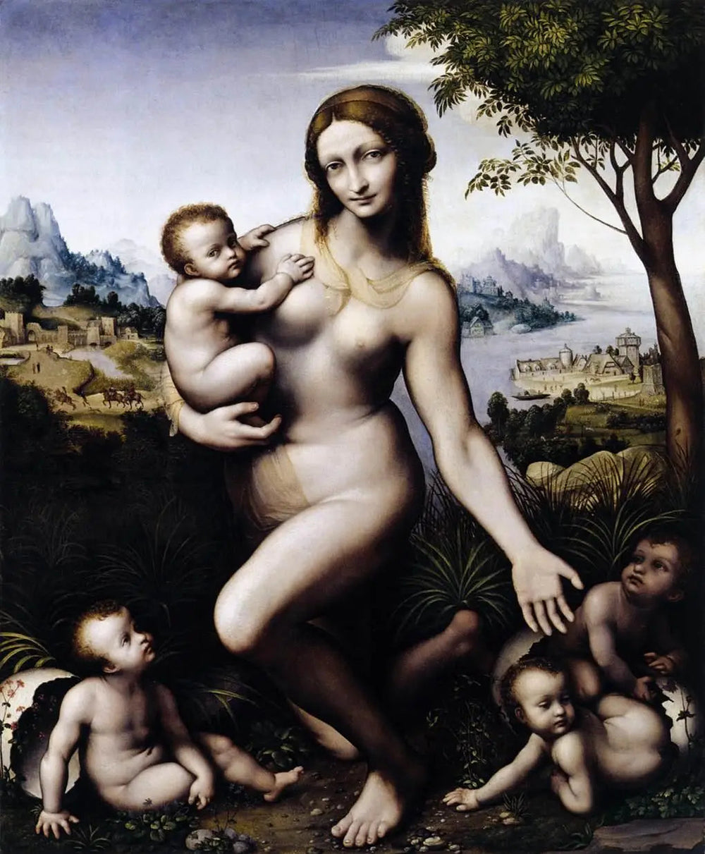 Léda avec ses enfants - Léonard de Vinci image 1 reproduction de peinture à l’huile