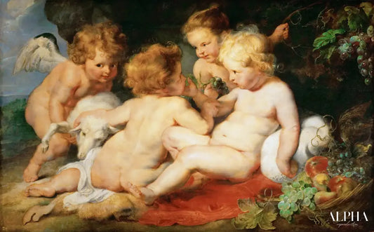 L'enfant Jésus avec Jean le Baptiste et deux anges - Peter Paul Rubens - Reproductions de tableaux et peintures haut de gamme