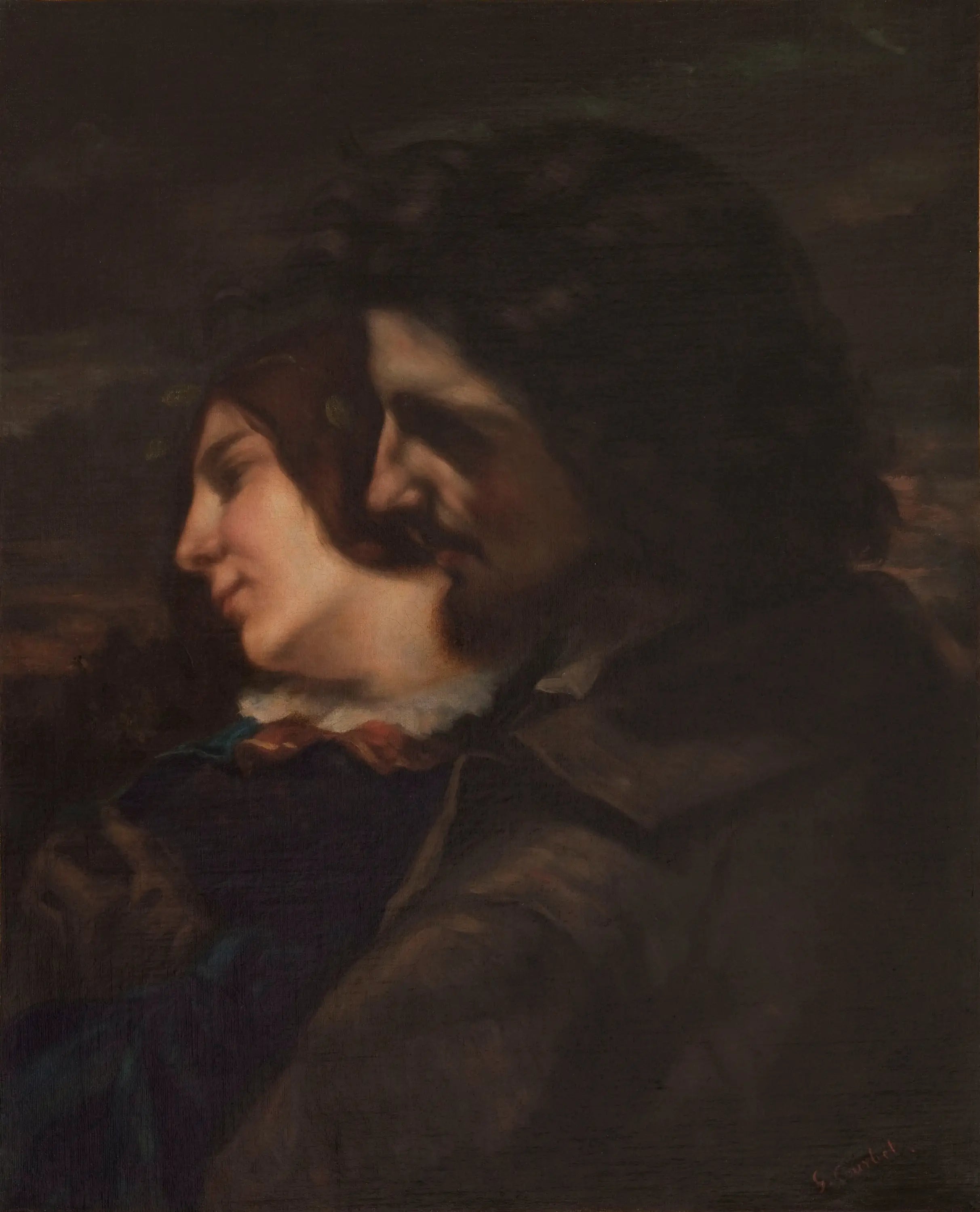 Les amants dans la campagne. Sentiments du jeune âge - Gustave Courbet image 1 tableau peint à l’huile sur toile