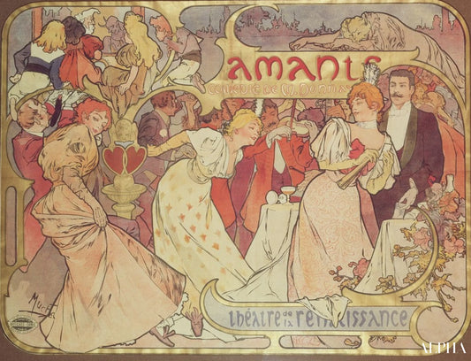 Les Amants - Mucha - Reproductions de tableaux et peintures haut de gamme