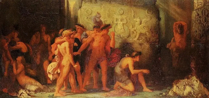 Les Athéniens livrés au Minotaure dans le labyrinthe de Crète - Gustave Moreau