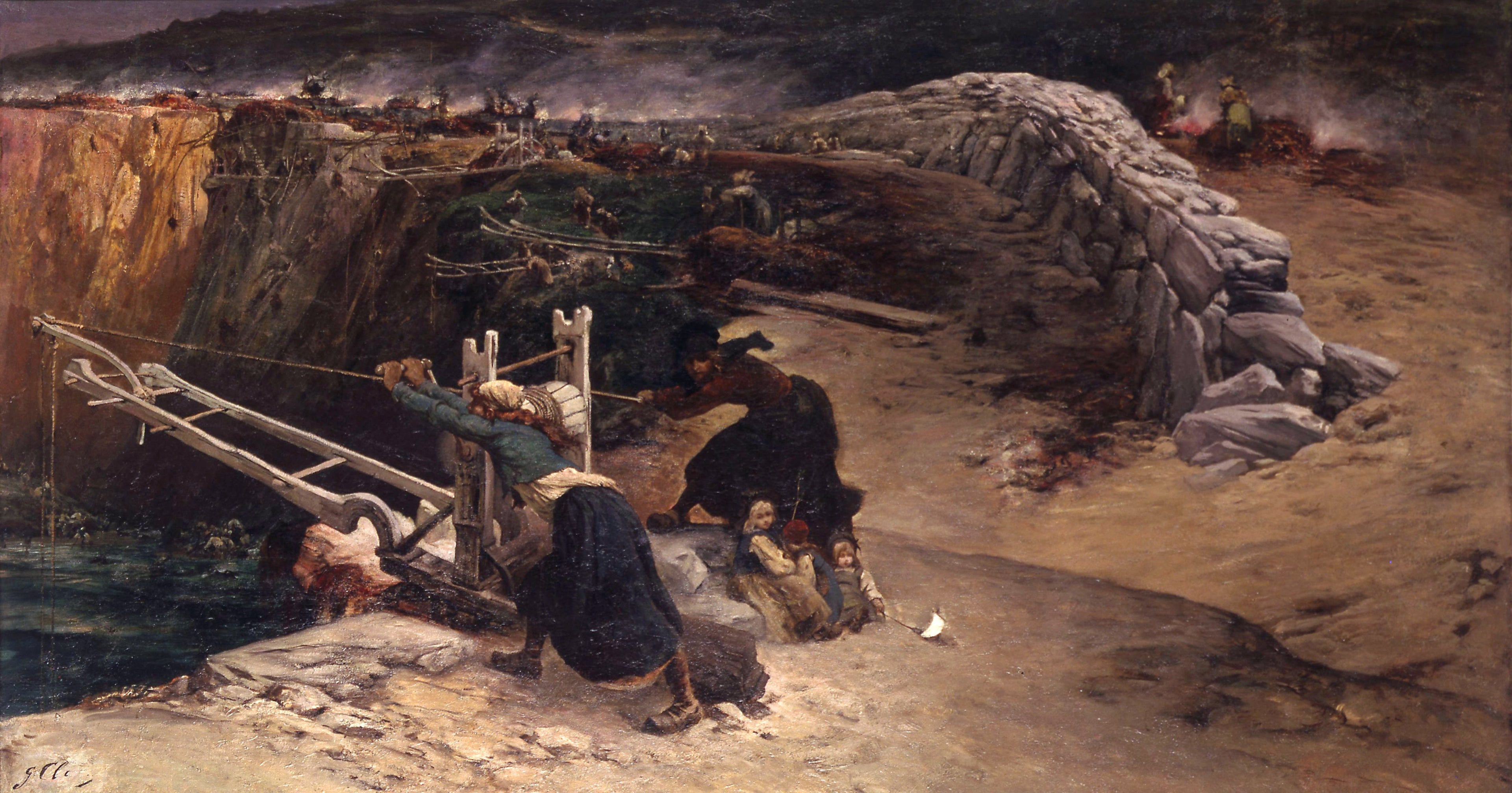 Les brûleuses de varech - Georges Clairin image 1 copie peinte à la main à l’huile