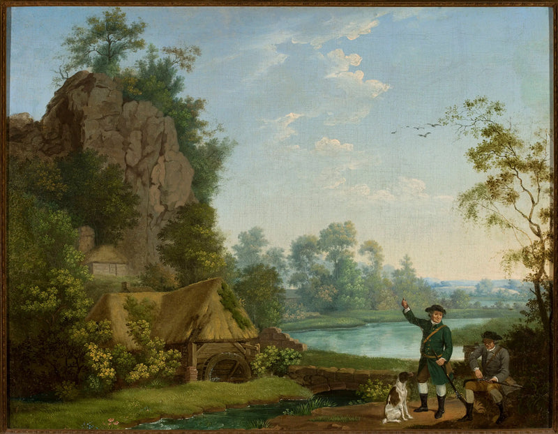 Les chasseurs près de moulin, avec vue sur Creswell Crags - George Stubbs