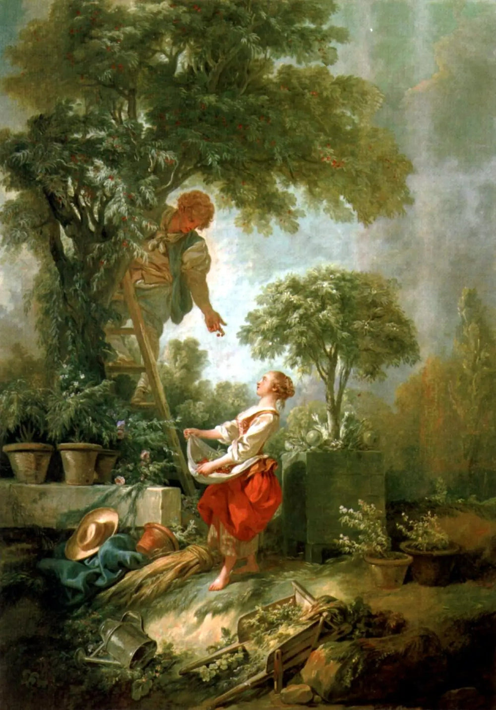 Les cueilleurs de cerises - François Boucher image 1 reproduction artisanale de tableau
